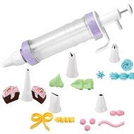 LiangTing Clear Dessert Cookie Cupcake Press with 5 Different Decorating Tips