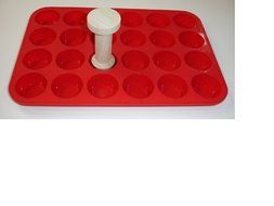 Ddaisy Tart Tamper &amp; Silicone Mini Muffin Pan Combo 24Cup Red N2
