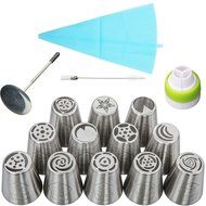 Russian Piping Tips &amp; Icing Tips Complete Bundle | 18 Pcs/Set | 304 Stainless Deluxe Nozzles Buttercream Decorating... N5