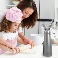 Chef Quality Whipped Cream Dispenser / Cream Whipper, 1 Pint | with 3 Stainless Steel Decorating Nozzles | by...