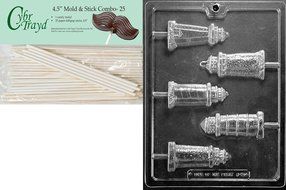 Cybrtrayd 45St25-N060 Lighthouse Lolly Assortment Nautical Chocolate Candy Mold with 25-Pack 4.5-Inch Lollipop...