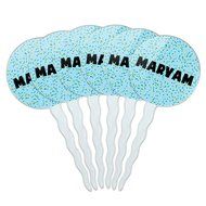 Maryam Cupcake Picks Toppers Decoration Set of 6 - Pink Speckles N2