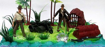 Indiana Jones Birthday Cake Topper Set Featuring Indiana Jones and Themed Decorative Pieces N6