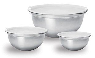 Euro-Ware Classic 6 Piece Stainless Steel Salad and Marinade Mixing Bowl Set with Plastic Lids, Silver