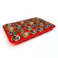 Silicone Mini Muffin Pan and Cupcake Maker 24 Cup, Red, Plus Muffin Recipe Ebook N2
