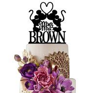 Sugar Yeti Made In USA Personalized Wedding Cake Topper Mrs Minnie Heart Mr Mickey #1 Black N5