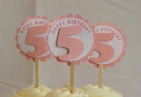 All About Details Shimmer Pink 5th Birthday Cupcake Toppers, Set of 12 N2