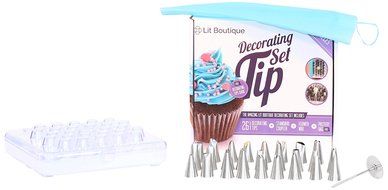 30 Piece Cake Decorating baking tools set- 26 Stainless Steel tips in Storage Case-Flower nail- ONLY KIT with... N6