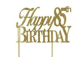 All About Details Gold Happy-85th-birthday Cake Topper