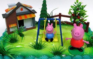 PEPPA PIG 12 Piece Birthday CAKE Topper Set, Featuring Peppa Pig and George Pig, Decorative Themed Accessories... N8