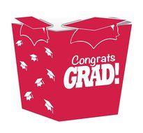 Creative Converting 4 Count Grad Shaped Treat Boxes, Red