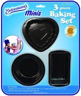 Entenmann's Minis 3 Piece Baking Set (3 mini pans, loaf pan, round pie pan, heart cake pan) N2