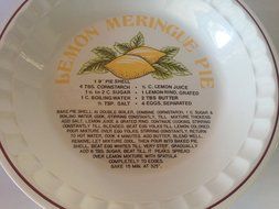 Lemon Meringue 11" Pie Recipe Pie Baking Pan, Hancock N3