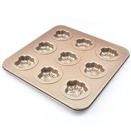 BETOP HOUSE Durable 9-Cup Nonstick Gold Cute Mini Cat Pawn Cake Pan Mold N5