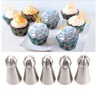 Bestgoo 5 PCS Russian Icing Piping Nozzles Tips Set, Sphere Ball Russian Tips Stainless Steel, Pastry Cake Fondant... N6