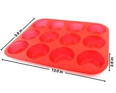 Homga Silicone Muffin Pan,12-Cup Muffin Trays Red Silicone Cupcake Baking Pans / Non stick / Dishwasher - Microwave... N4