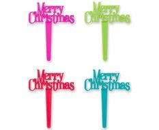 DecoPac Merry Christmas Cupcake Picks (12 Count) N2