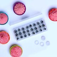 24 Piece Cake Decoration Icing Tips Set - Stainless Steel Piping Dispenser Nozzle Kit For Professional Baking.... N4