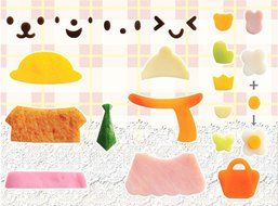 OHF 6 in 1 Bento Accessories Enjoy Dressing up Dolls Family Rice Mold Onigiri Shaper and Dry Roasted Seaweed Cutter... N8