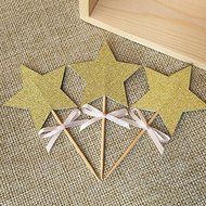 24pcs/lot, Glitter Gold Double-sided Star Toppers Picks,birthday Party Decorations,baby Shower Cupcake Toppers...