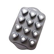 Tosnail 12 Cavity Heart-shaped Mini Cheesecake Pan Cupcake Pan with Removable Bottom N4