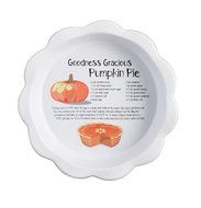 10" Fluted Ceramic Pie Dish with Printed Pumpkin Pie Recipe