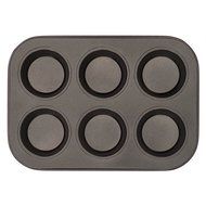 Six Cup Muffin Pan - Non Stick - Carbon Steel - 10 1/2 X 7 1/2 X 1" N3
