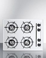 Summit WNL03P 24" Wide Cooktop in White, with Four Burners and Battery Start Ignition; Replaces Wtl03p