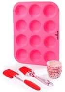 Premium 12 Cup Silicone Muffin Pan &amp; Cupcake Pan Complete Bundle - BEAUTIFUL BAKING SET - Muffin Pan + Spatula... N6