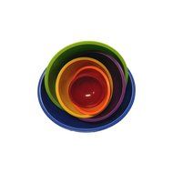 Set of 6 Gourmet Home Products Brand Bold Colored Nesting Mixing Bowls in 6 Different Sizes N10