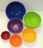 Set of 6 Gourmet Home Products Brand Bold Colored Nesting Mixing Bowls in 6 Different Sizes N11