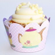 Vintage Tea Party Supplies, Lavender, Pink Cupcake Wrapper Decorations, Confetti Couture, 36 Wraps N7