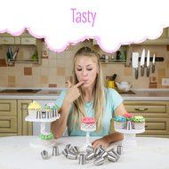 Russian Piping Tips - Cake Decorating Baking Supplies Kit - Icing Pastry Disposable Bags &amp; Coupler - Premium 29... N4