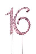 Sweet 16 Cake Topper - Premium Crystal Rhinestones - Monogram Number Sixteen - 16th Birthday Party Decoration... N15