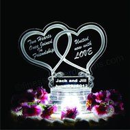 Double Heart Lighted Wedding Cake Topper Acrylic Cake Top Personalized N2