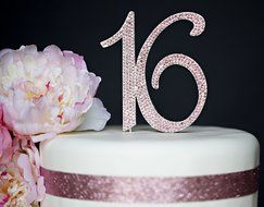 Sweet 16 Cake Topper - Premium Crystal Rhinestones - Monogram Number Sixteen - 16th Birthday Party Decoration... N16