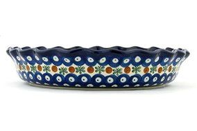 Polish Pottery Fluted Pie Dish 10-inch Mosquito N3