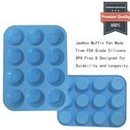 Silicone Muffin Pans, JamHoo 12 Cup Premium Large Cupcake Pan &amp; 12 Reusable Vibrant Muffin Molds / Baking Cups... N5