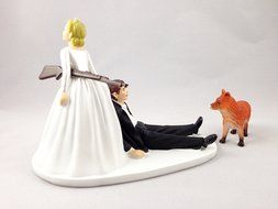 Funny Hunting Wedding Cake Topper - Fox Hunting Groom Hunted By Bride N5