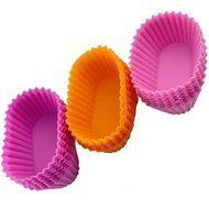DANSPEED 10pcs Variety Colourful Silicone Cake Muffin Mould Tray Baking Pudding Heart Flower Star Oval Shape (... N2