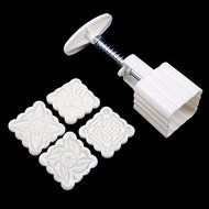 New Mooncake Moon Cake Square Mold Mould Flowers Plants 4 Stamps N3