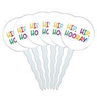 Set of 6 Cupcake Picks Toppers Decoration Birthday Party - Over the Hill Birthday Black Yellow N25