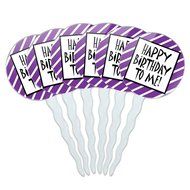 Set of 6 Cupcake Picks Toppers Decoration Birthday Party - Over the Hill Birthday Black Yellow N27