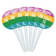 Set of 6 Cupcake Picks Toppers Decoration Birthday Party - Over the Hill Birthday Black Yellow N28