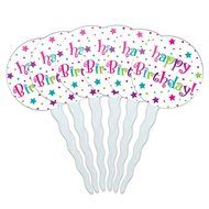 Set of 6 Cupcake Picks Toppers Decoration Birthday Party - Over the Hill Birthday Black Yellow N29