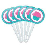 Set of 6 Cupcake Picks Toppers Decoration Birthday Party - Over the Hill Birthday Black Yellow N30