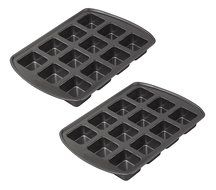 Set of 3 Mainstays Non-Stick 12-Cavity Dessert Bar Pan 13.88&quot; x 10.62&quot; With 2-1/2&quot; Cavities N3