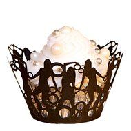 Filigree Regular Cupcake Wrapper, White, 12 pack N15