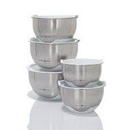 Simply Ming 10-Piece Stainless Steel Mixing Bowl Set - White