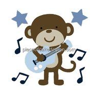 1/4 Sheet ~ Monkey Playing Guitar Birthday ~ Edible Image Cake/Cupcake Topper!!!